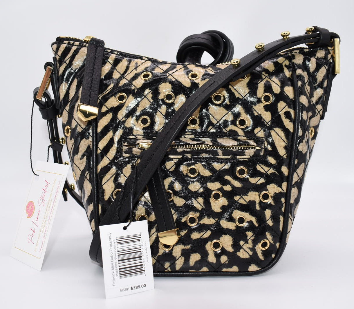 Vera Bradley Fenwick Mini Crossbody Hobo Bag in "Glossy Leopard"