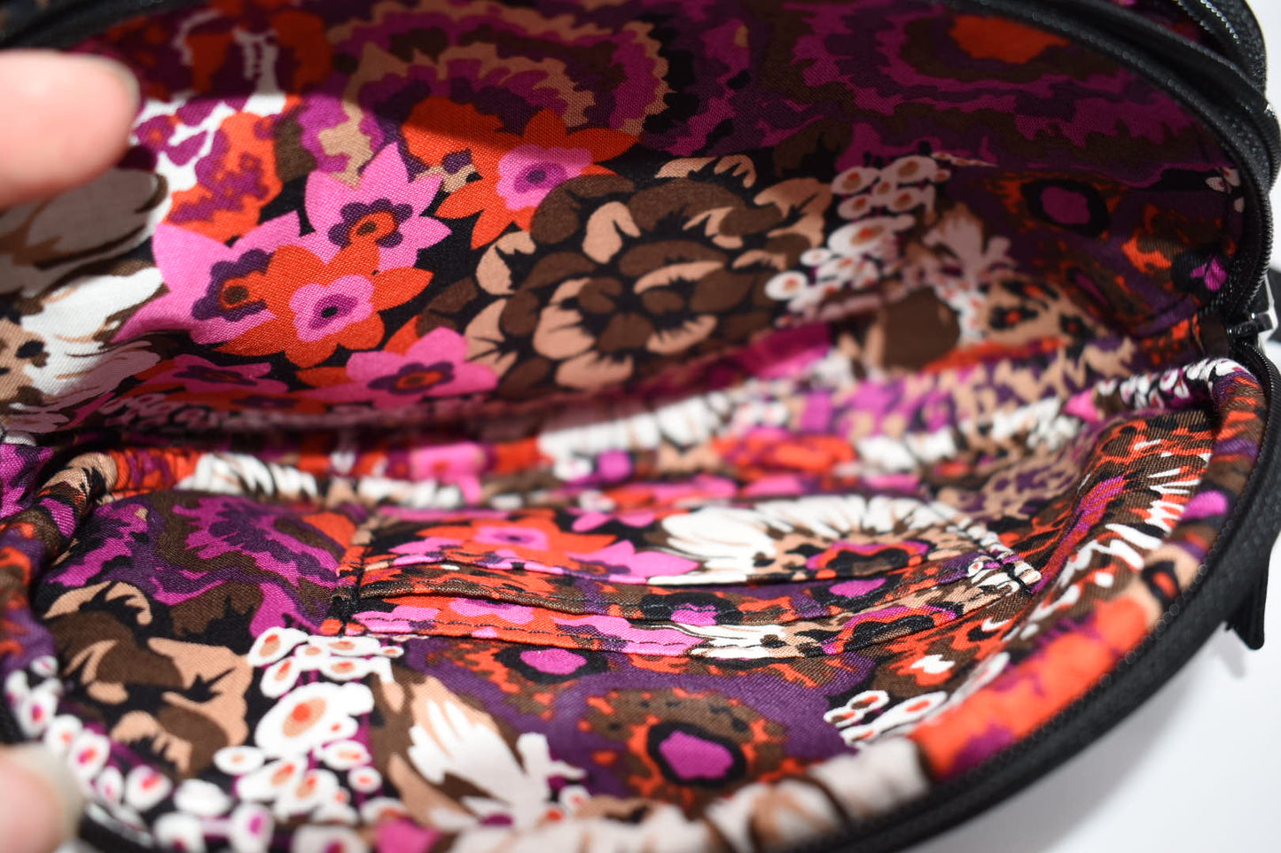 Vera Bradley Oval Crossbody Bag in Classic Black & Zebra Flock