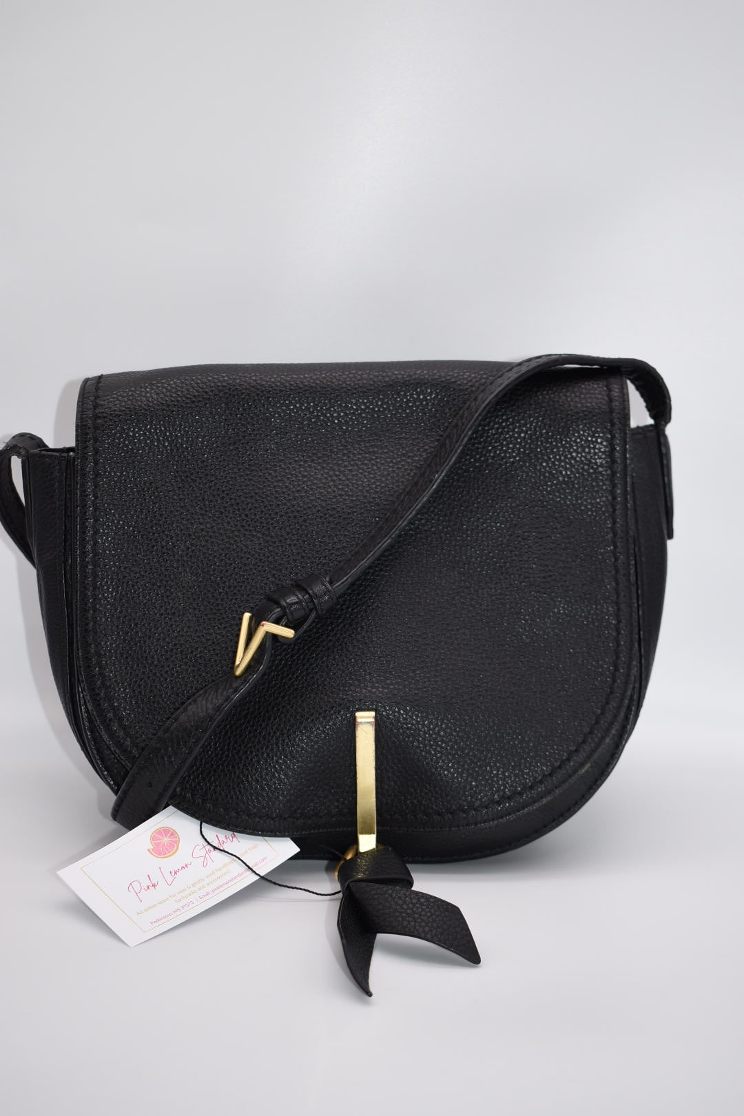 Vera Bradley Black Leather Carson Saddle Crossbody Bag