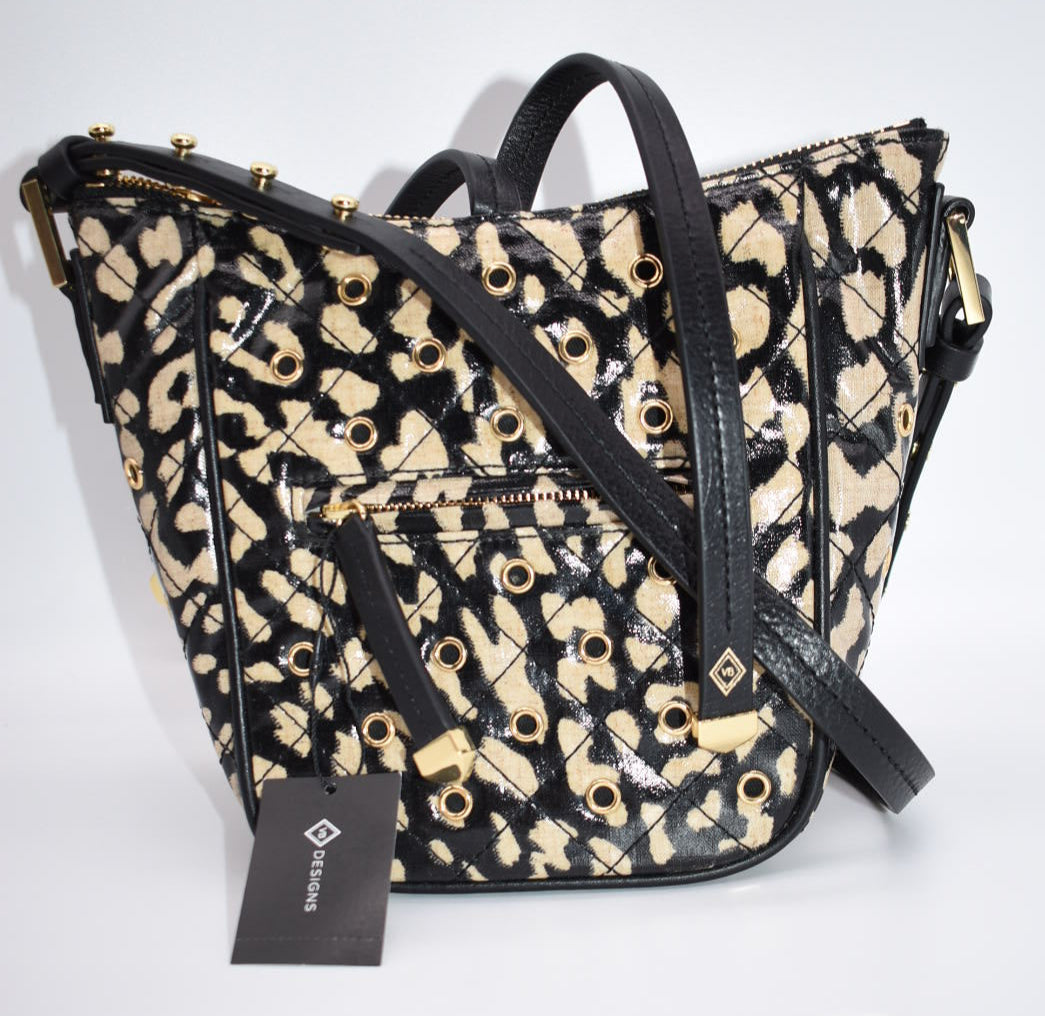 Vera Bradley Fenwick Mini Crossbody Hobo Bag in "Glossy Leopard"