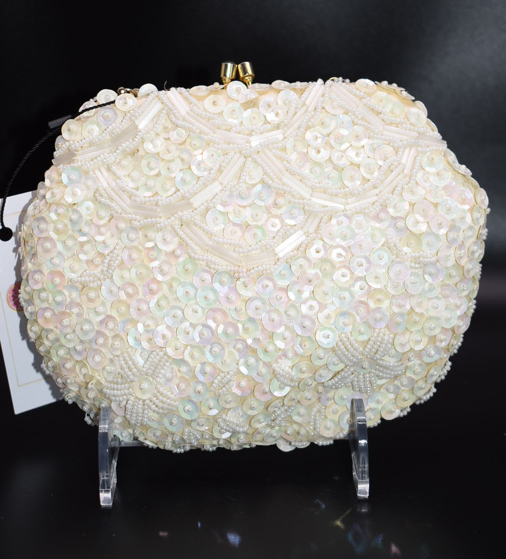 Vintage Sequin & Beaded Oval Clutch