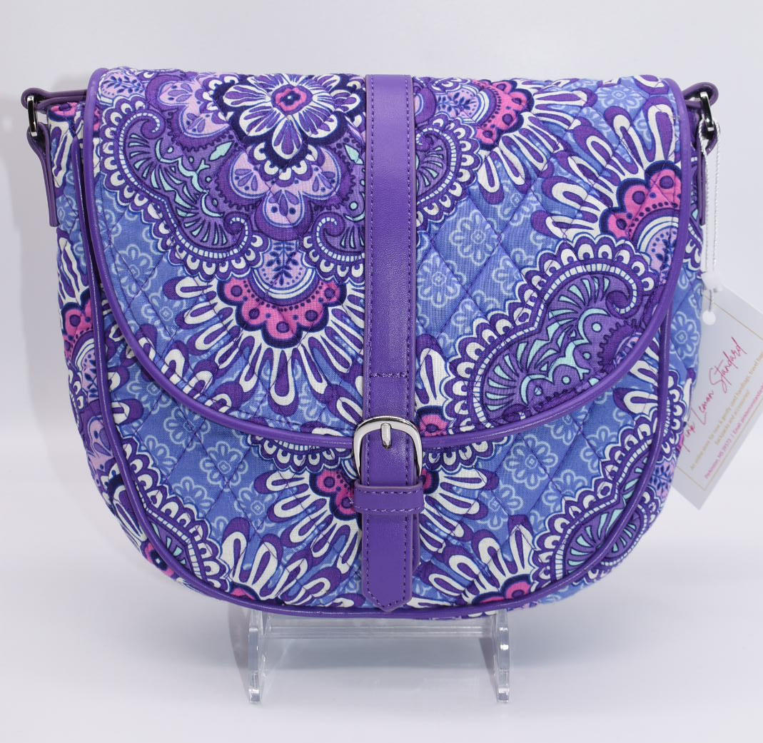 Vera Bradley "Lilac Tapestry" Slim Saddle Crossbody Bag
