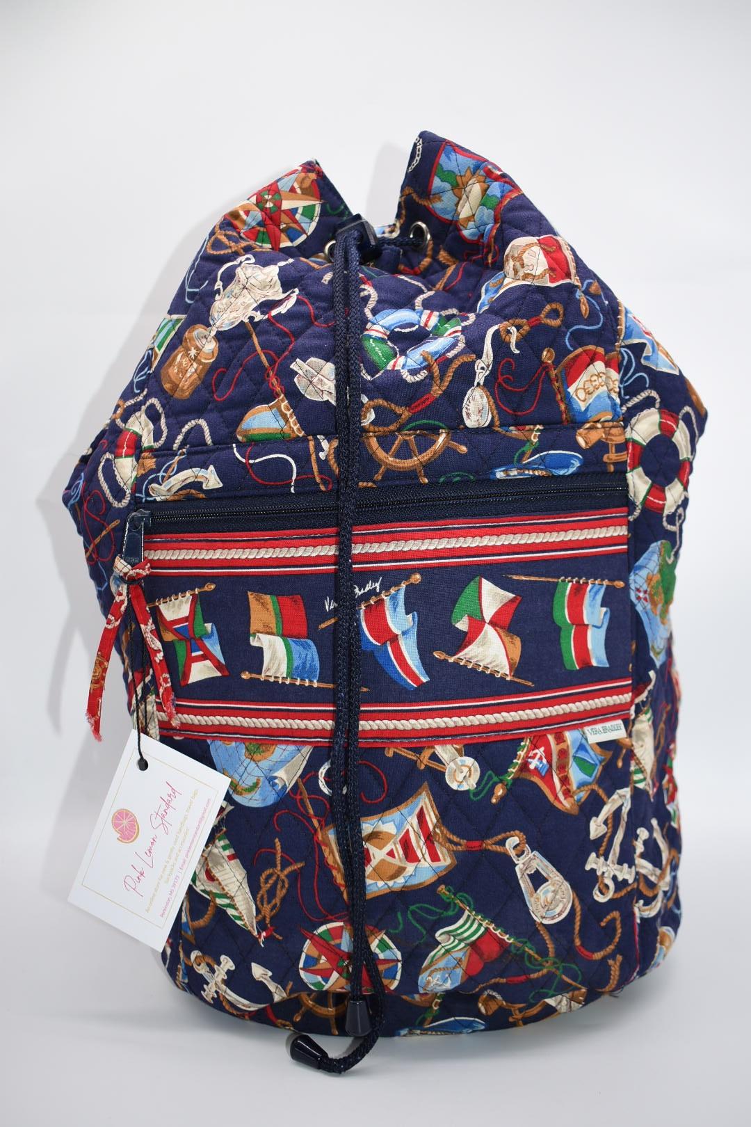 Vintage Vera Bradley Large Drawstring Sling Backpack in "Regatta 1994" Pattern