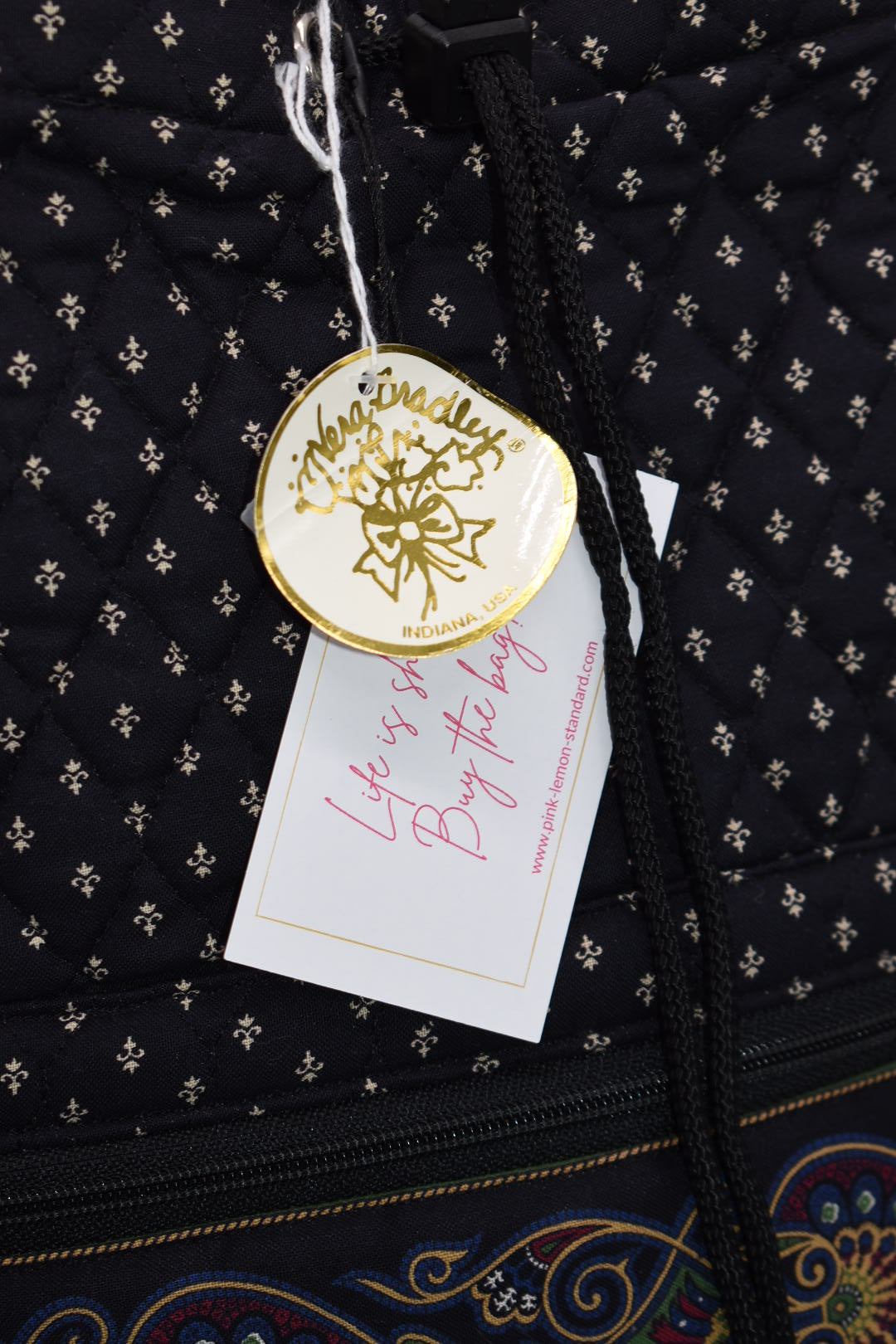 Vintage Vera Bradley Large Sling Bag in "Black - 1990" Pattern