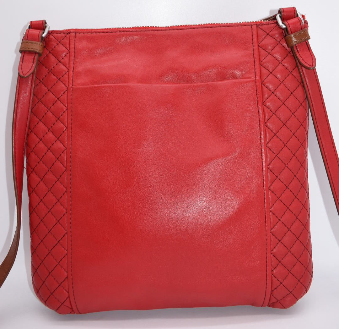 Vera Bradley Carryall Leather Hipster Crossbody Bag in "Cardinal Red" Pattern