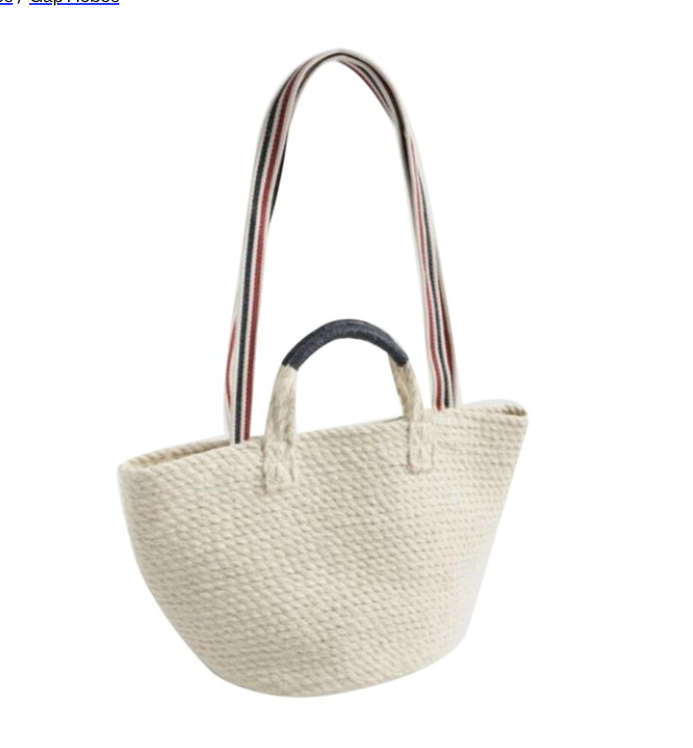 Gap Tote Jute Large White/Red Hobo Bag