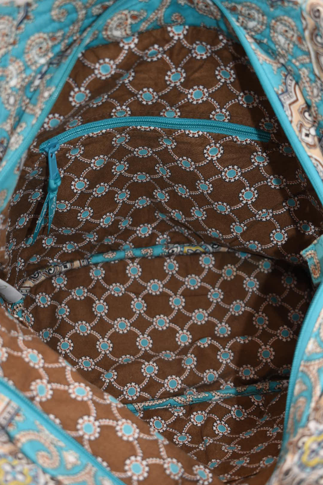 Vera Bradley Large Angled Tote Bag in "Totally Turquoise" Pattern