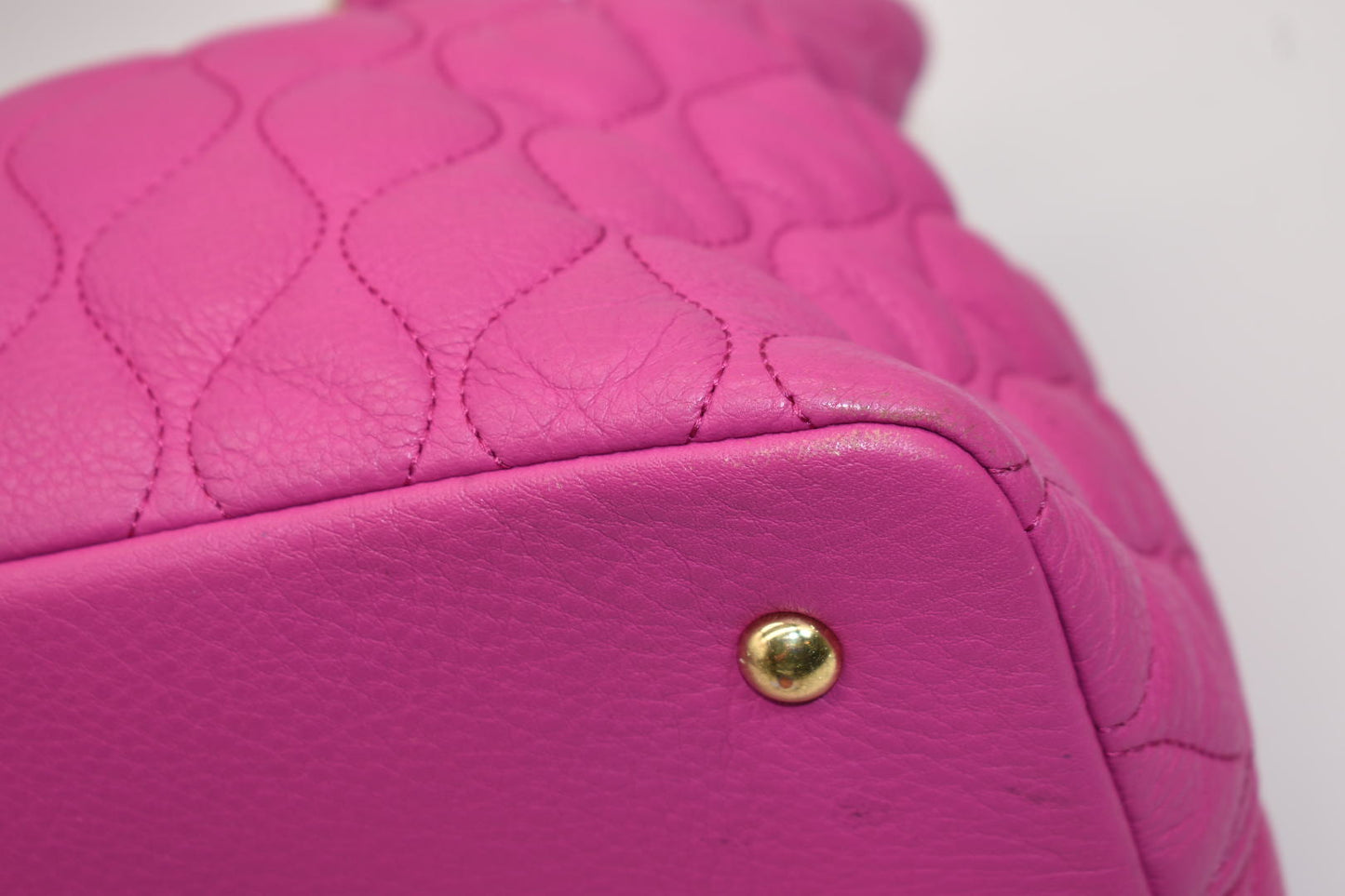 Vera Bradley Large Quilted Leather Emma Satchel Bag in Magenta