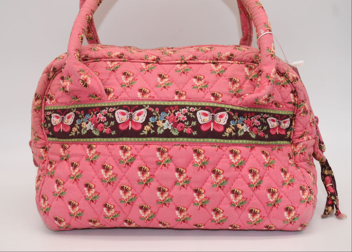 Vera Bradley Small Bowler Satchel Bag in "Pink Pansy" Pattern