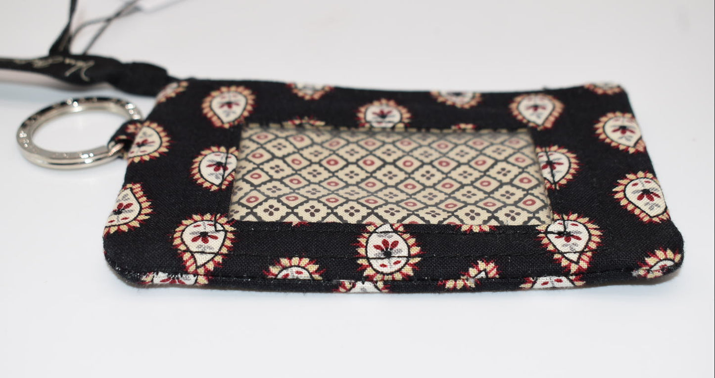 Vera Bradley Zip ID Case in "Classic Black-2002" Pattern