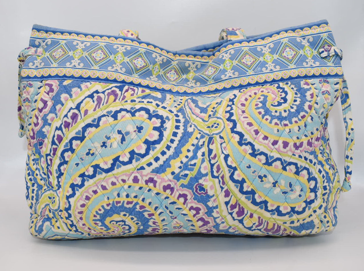 Vera Bradley East/West Tassel Tote Bag in "Capri Blue" Pattern