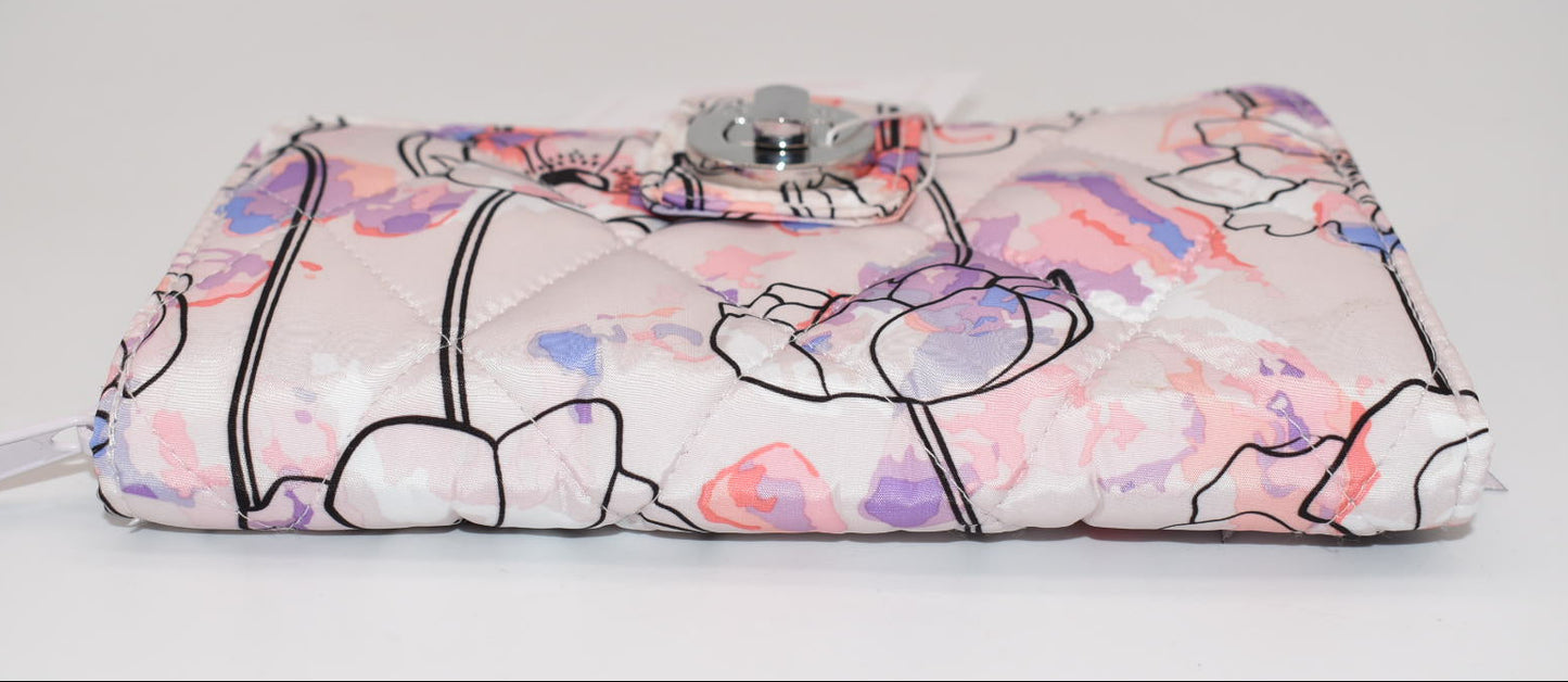 Vera Bradley Ultralight RFID Turnlock Wallet in "Anemone Watercolor" Pattern