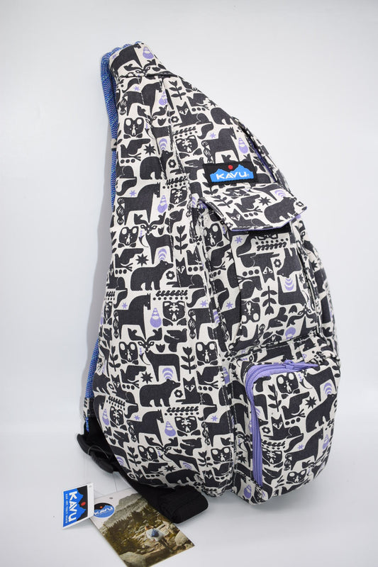 Kavu Canvas Rope Sling Bag in Charcoal Fable