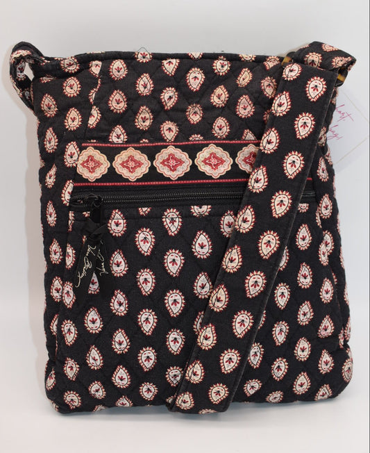 Vintage Vera Bradley Hipster Crossbody Bag in "Classic Black" Pattern