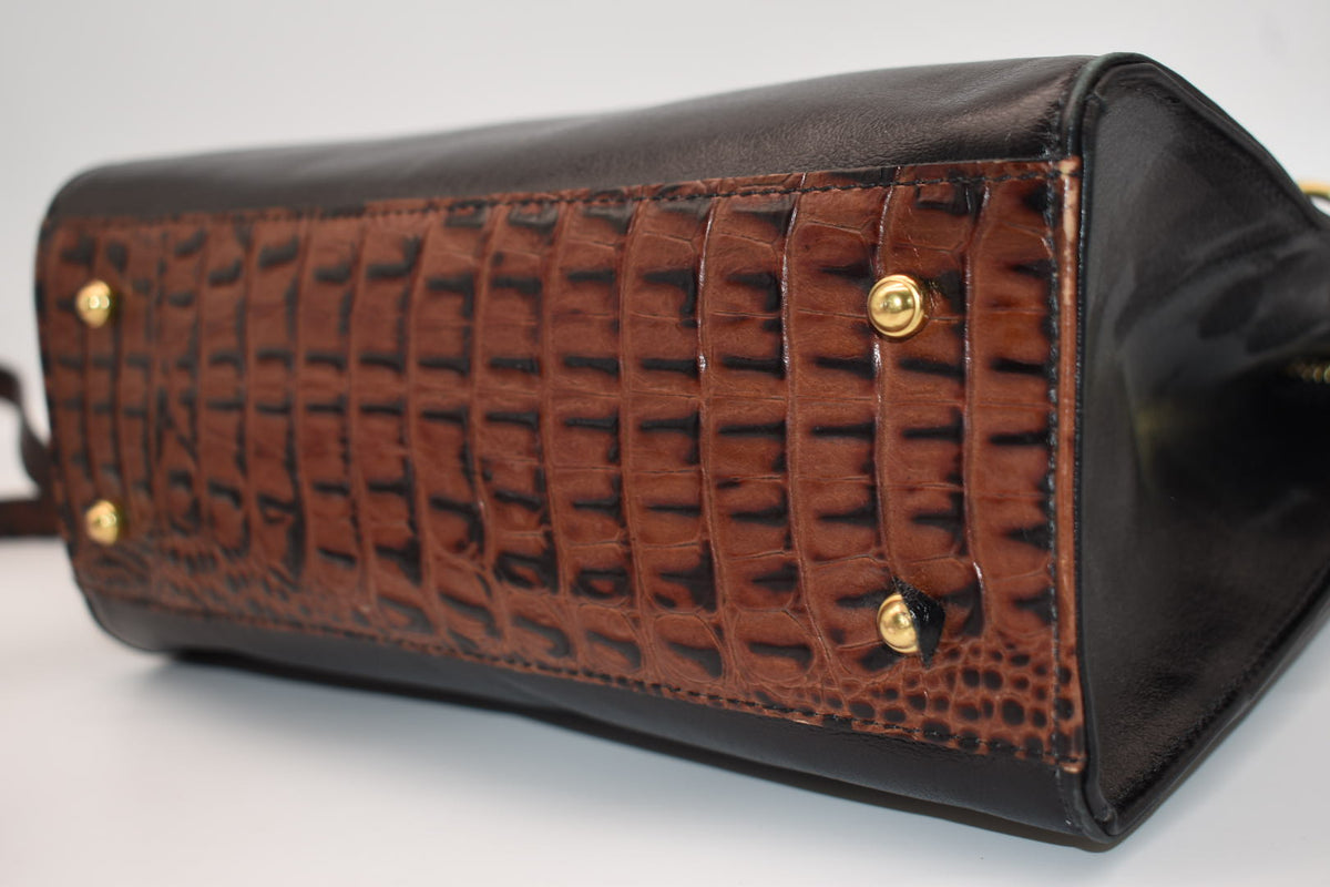 Brahmin Anywhere Convertible Leather Satchel Bag Tuscan Black