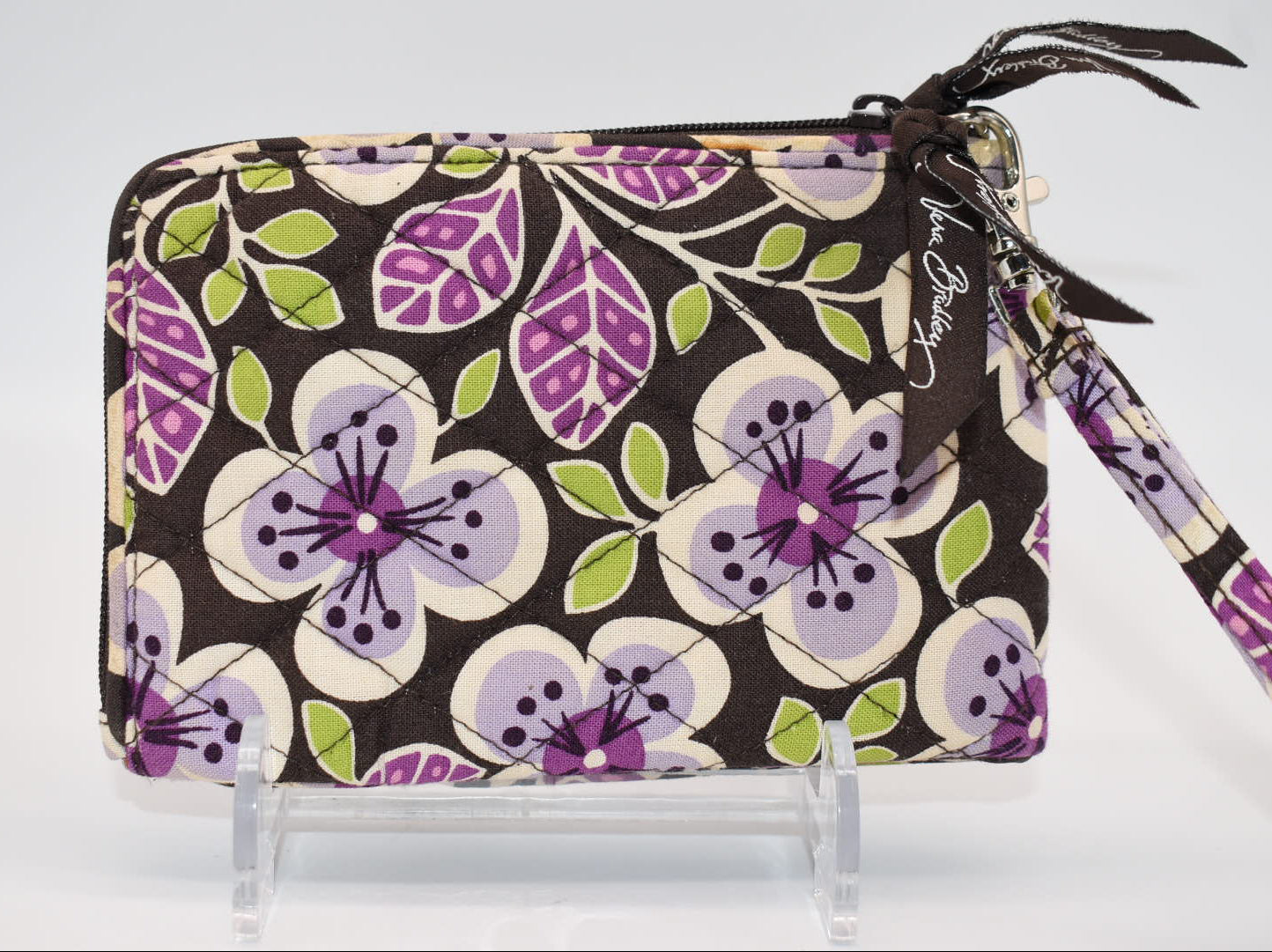 Vera Bradley Double ID Wristlet Wallet in "Plum Petals" Pattern