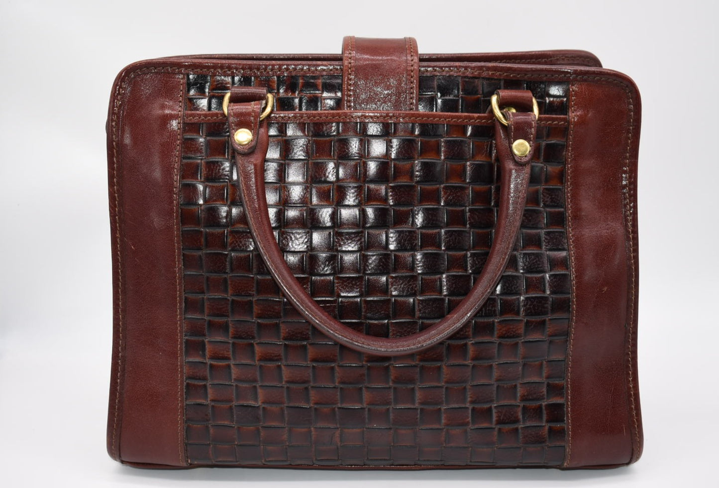 Brahmin Addison Satchel Bag in Woven Brown Leather