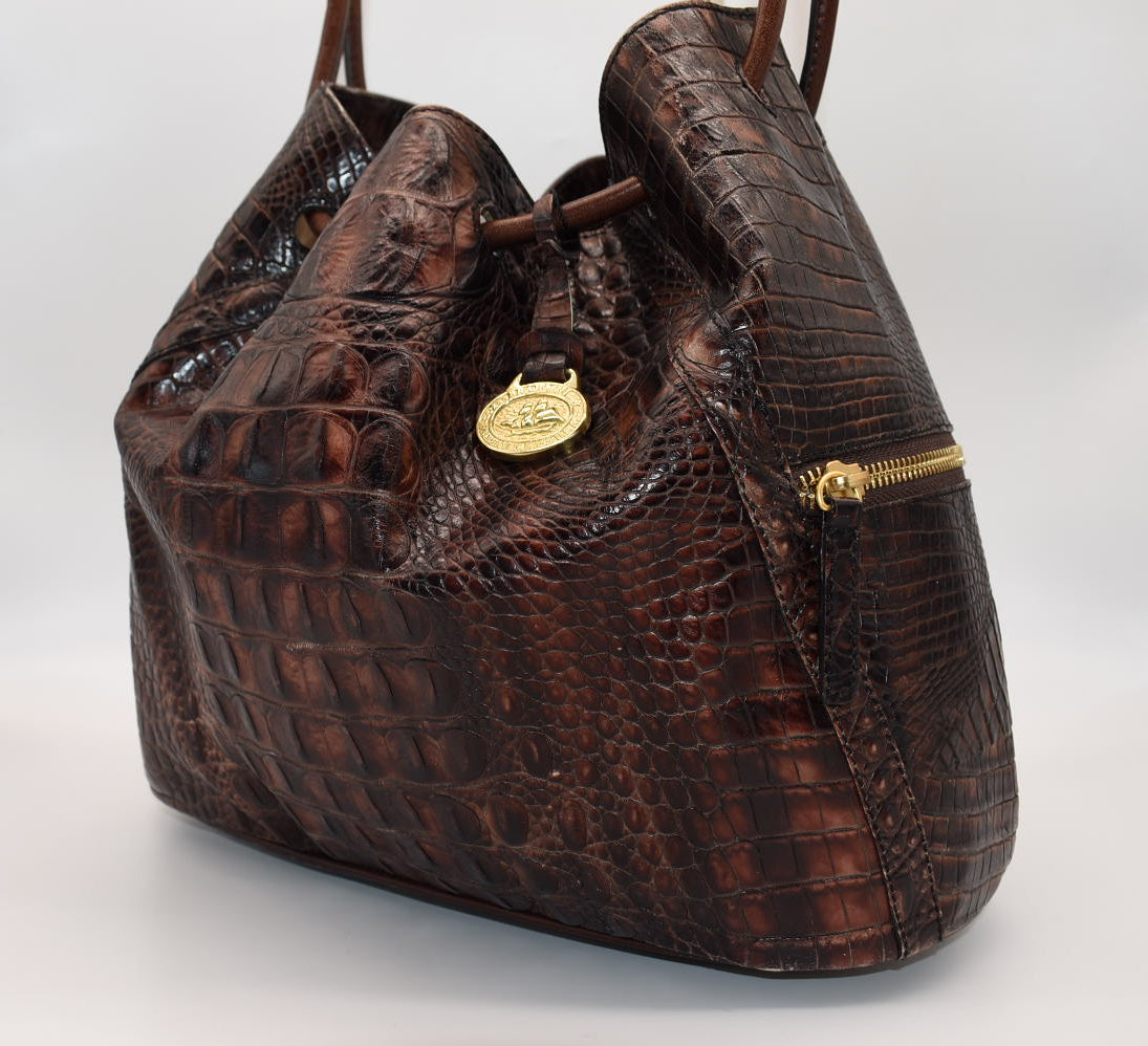 Vintage Brahmin Leather Shoulder Bucket Bag