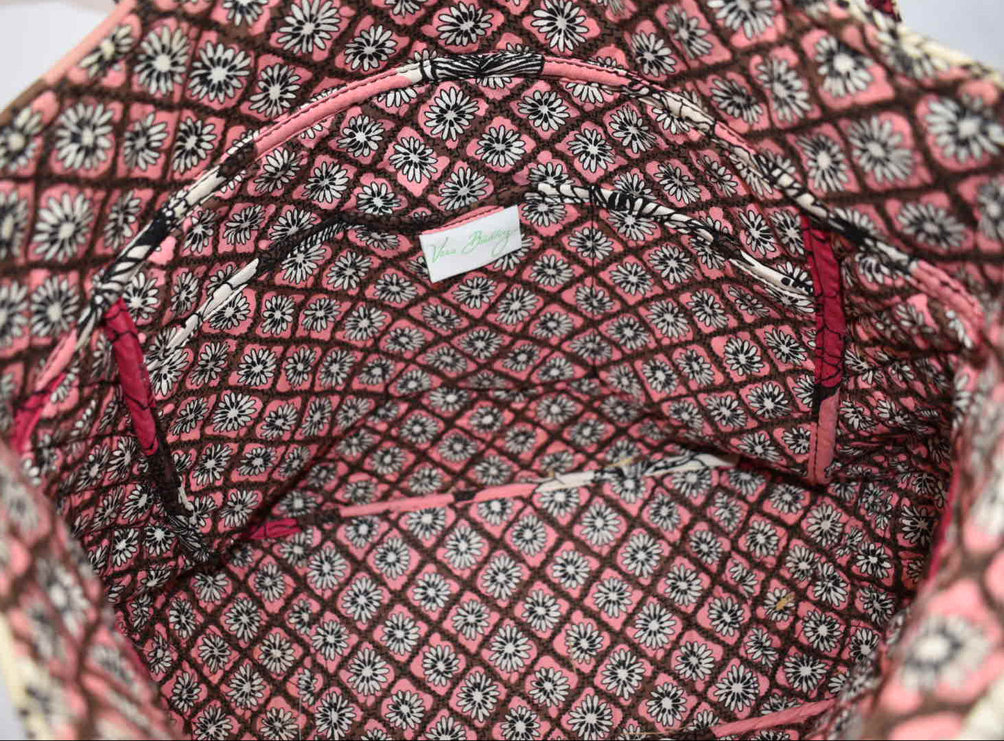 Vera Bradley Shoulder Tote Bag in "Mocha Rouge" Pattern