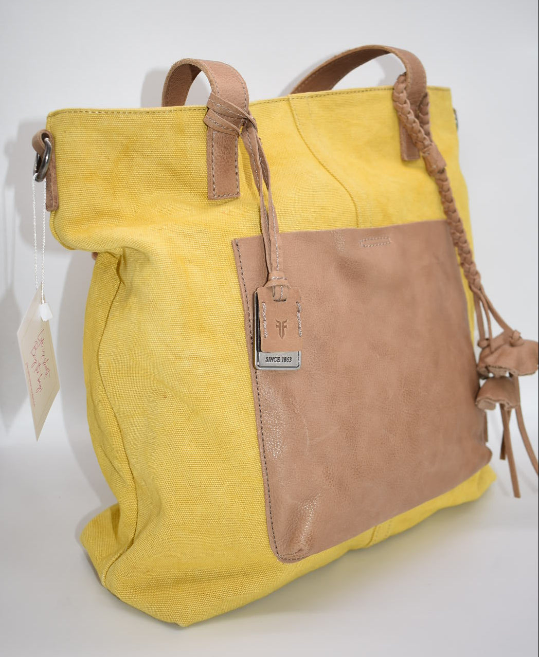 Frye Dani Canvas & Leather Tote Bag in Yellow