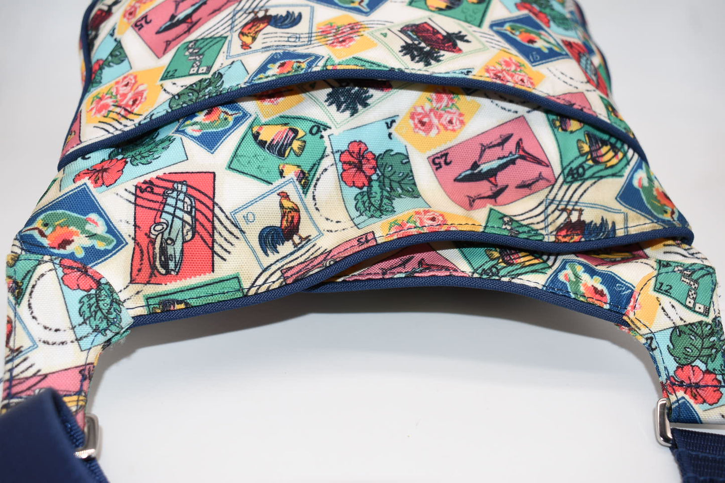 Vera Bradley Reactive Double Pocket Crossbody Bag in "Cuban Stamps" Pattern