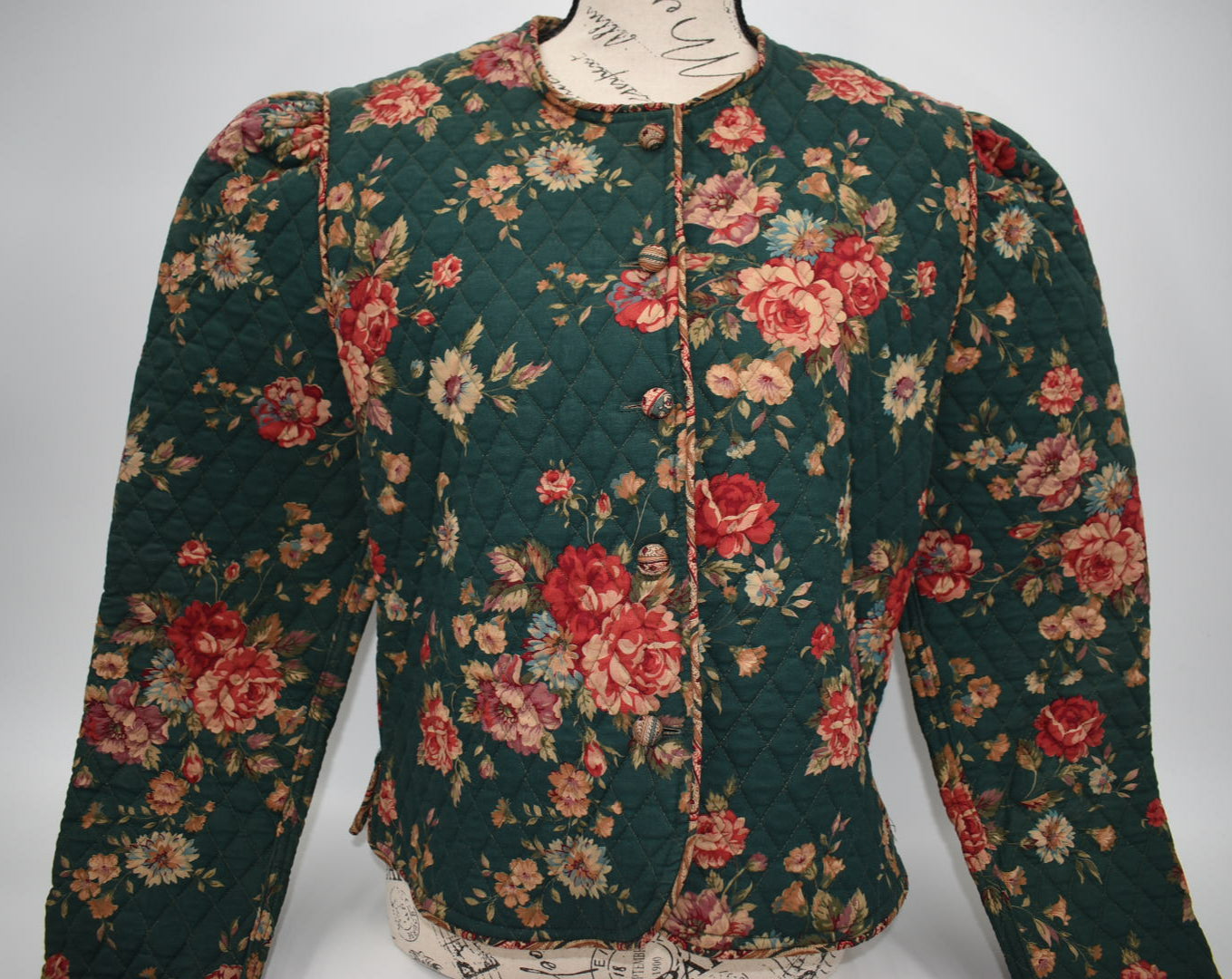 Vintage Vera Bradley Large Cropped Jacket in "Greenbriar- 1987" Pattern