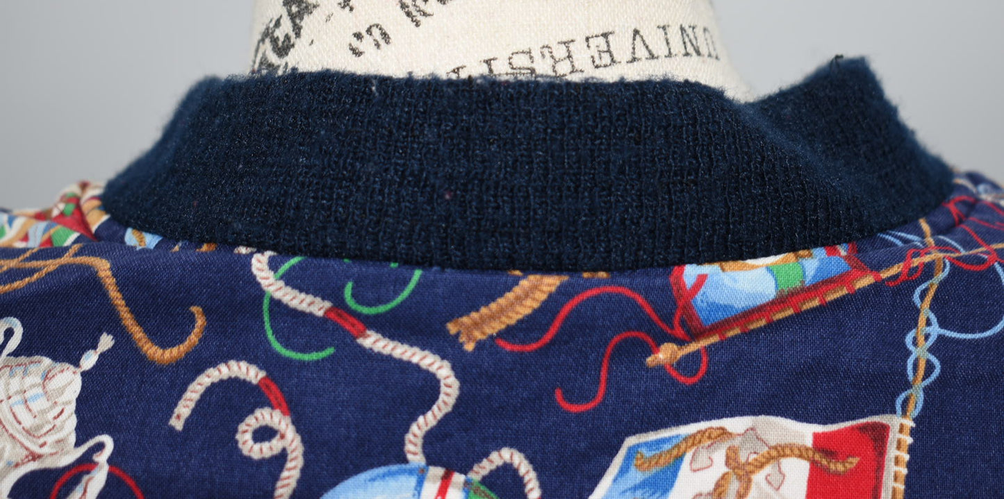 Vintage Vera Bradley Medium Reversible Zip Sports Jacket in "Regatta - 1994" Pattern