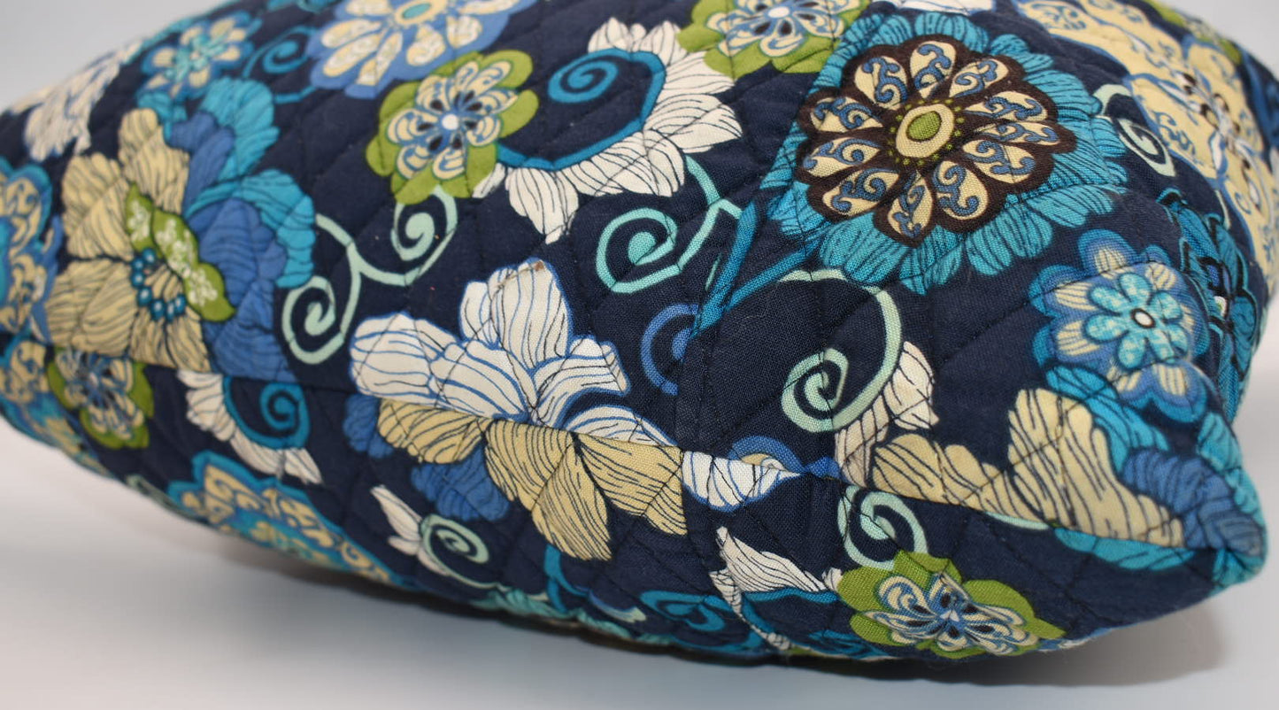 Vera Bradley Large Curvy Tote Bag & Cell Phone Case in "Mod Floral Blue" Pattern