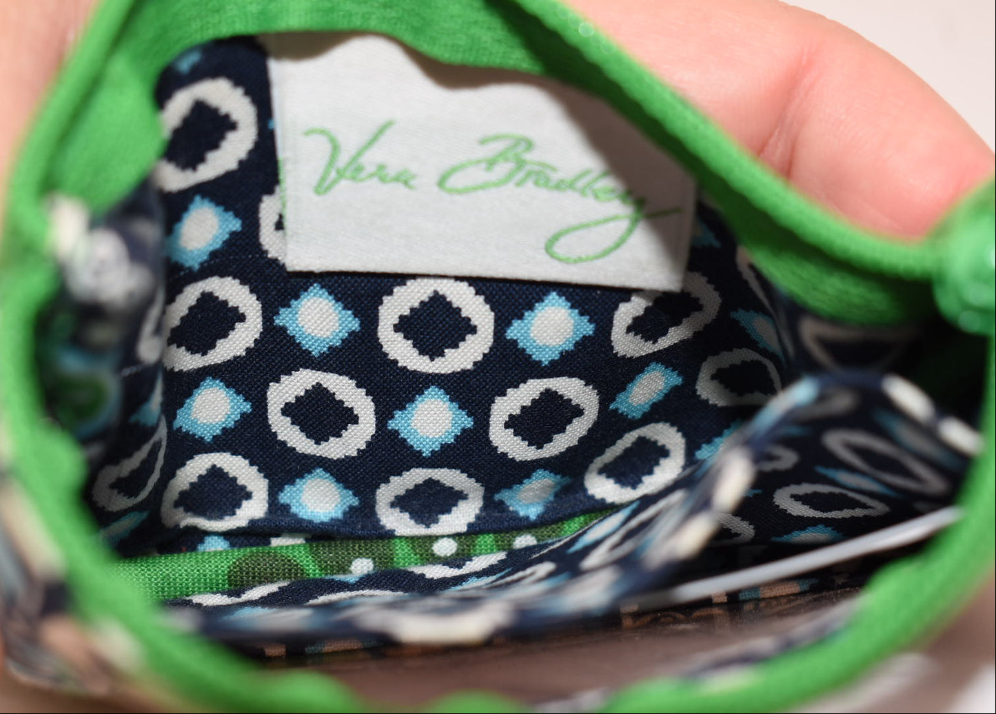 Vera Bradley Zip ID Case in "Cupcakes Green" Pattern