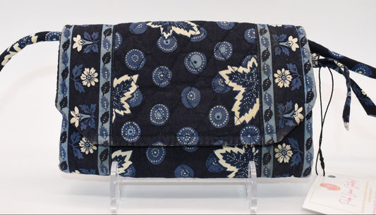Vintage Vera Bradley Strap Crossbody Wallet in "Blue Coin -2003" Pattern
