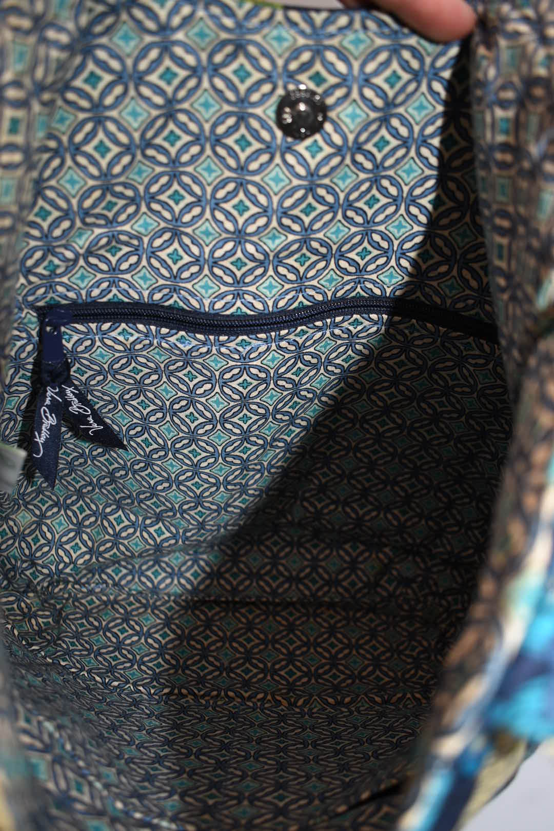 Vera Bradley Large Curvy Tote Bag in "Mod Floral Blue" Pattern