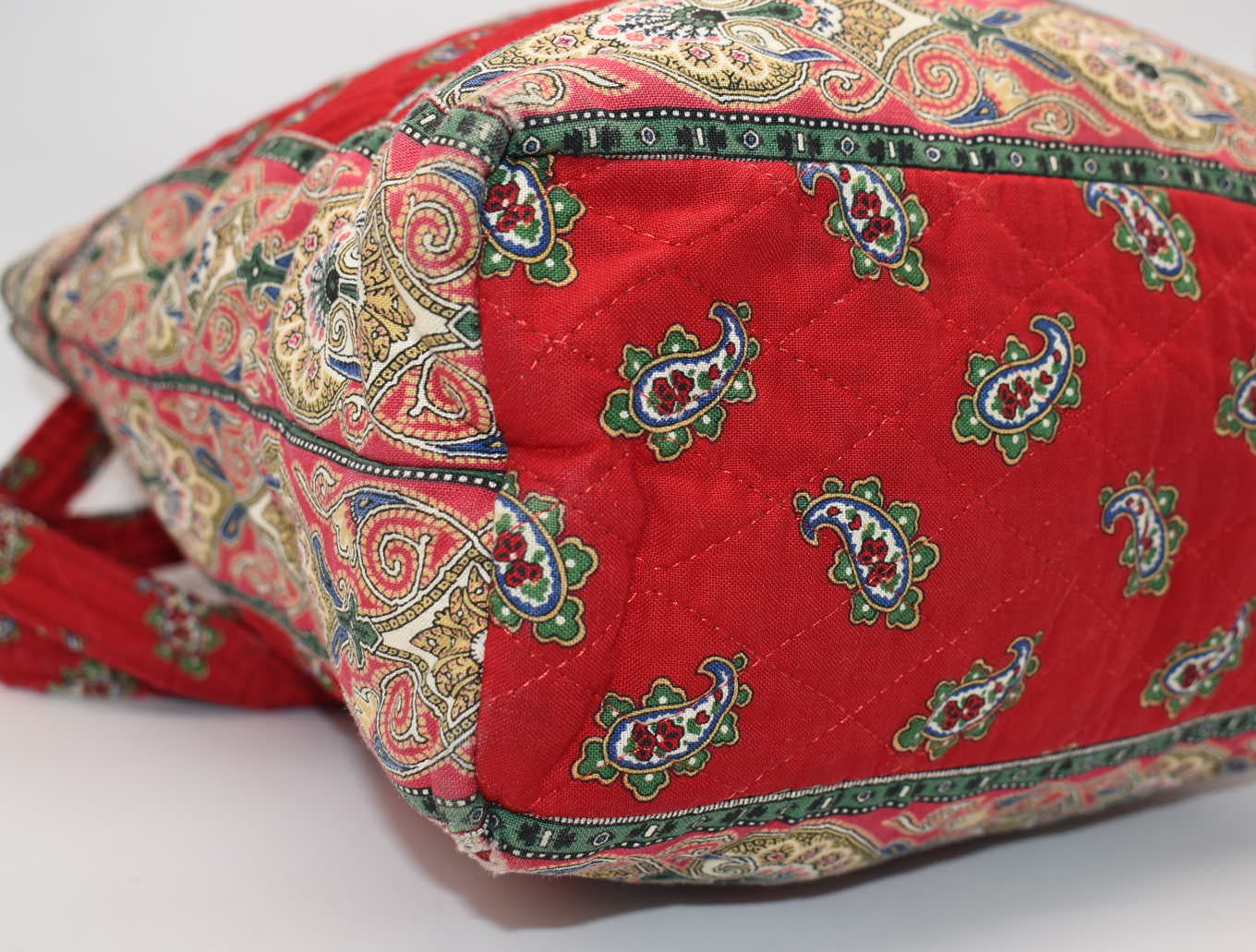Vintage Vera Bradley Quilted Cotton Tote Bag in "Red- 1991" Pattern