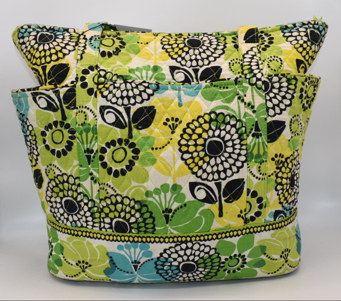 Vera Bradley "Go Around" Large Tote Bag in "Lime's Up" Pattern