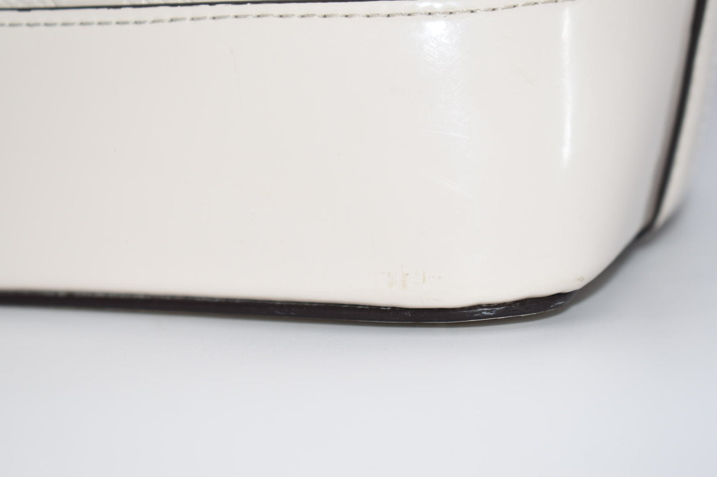 Coach Signature Debossed Patent Leather Chalk Satchel Bag
