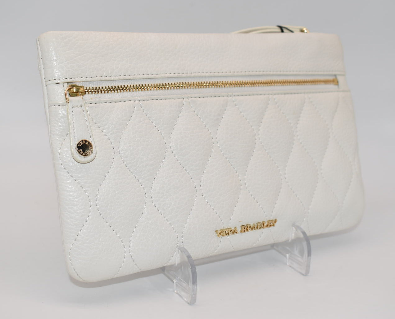 Vera Bradley Quilted Mia Leather Wristlet in White