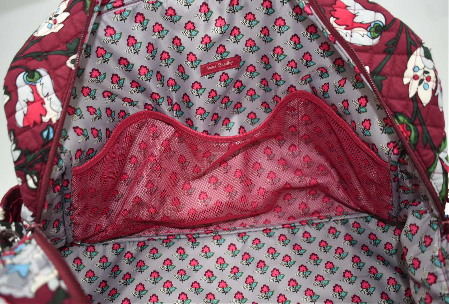 Vera Bradley Iconic Weekender Travel Bag in "Bordeaux Blooms" Pattern