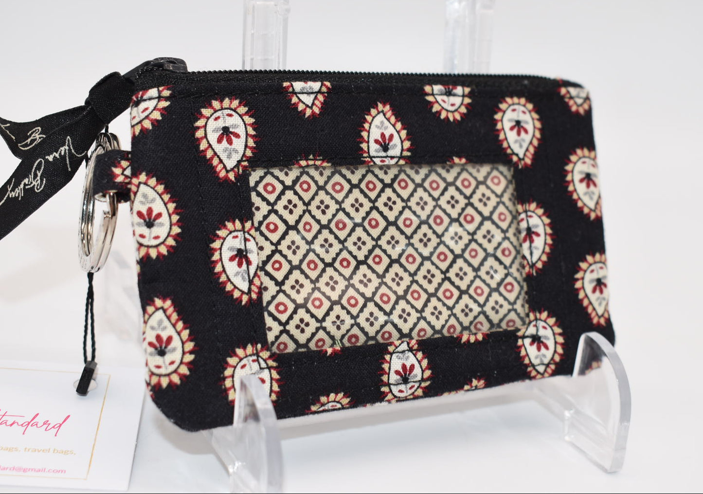 Vera Bradley Zip ID Case in "Classic Black-2002" Pattern