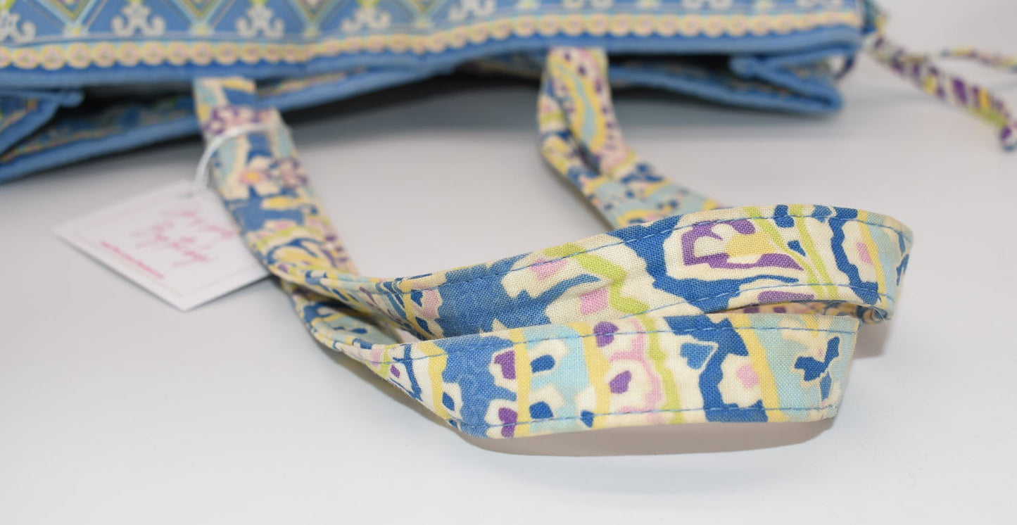 Vera Bradley East/West Tassel Tote Bag in "Capri Blue" Pattern