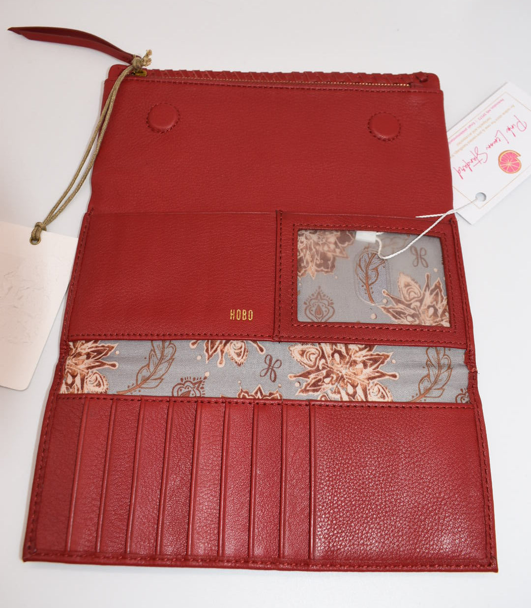 HOBO INTL Leather Wade Wallet in Scarlet Red