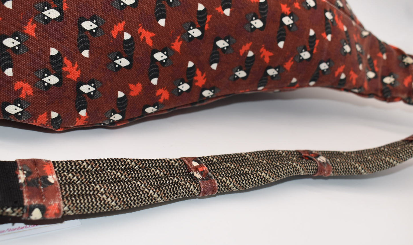 Kavu Rope Sling Bag in Red Critters Racoon