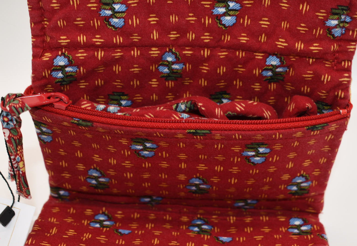 Vintage Vera Bradley Strap Crossbody Wallet in "Provincial Red-2000" Pattern