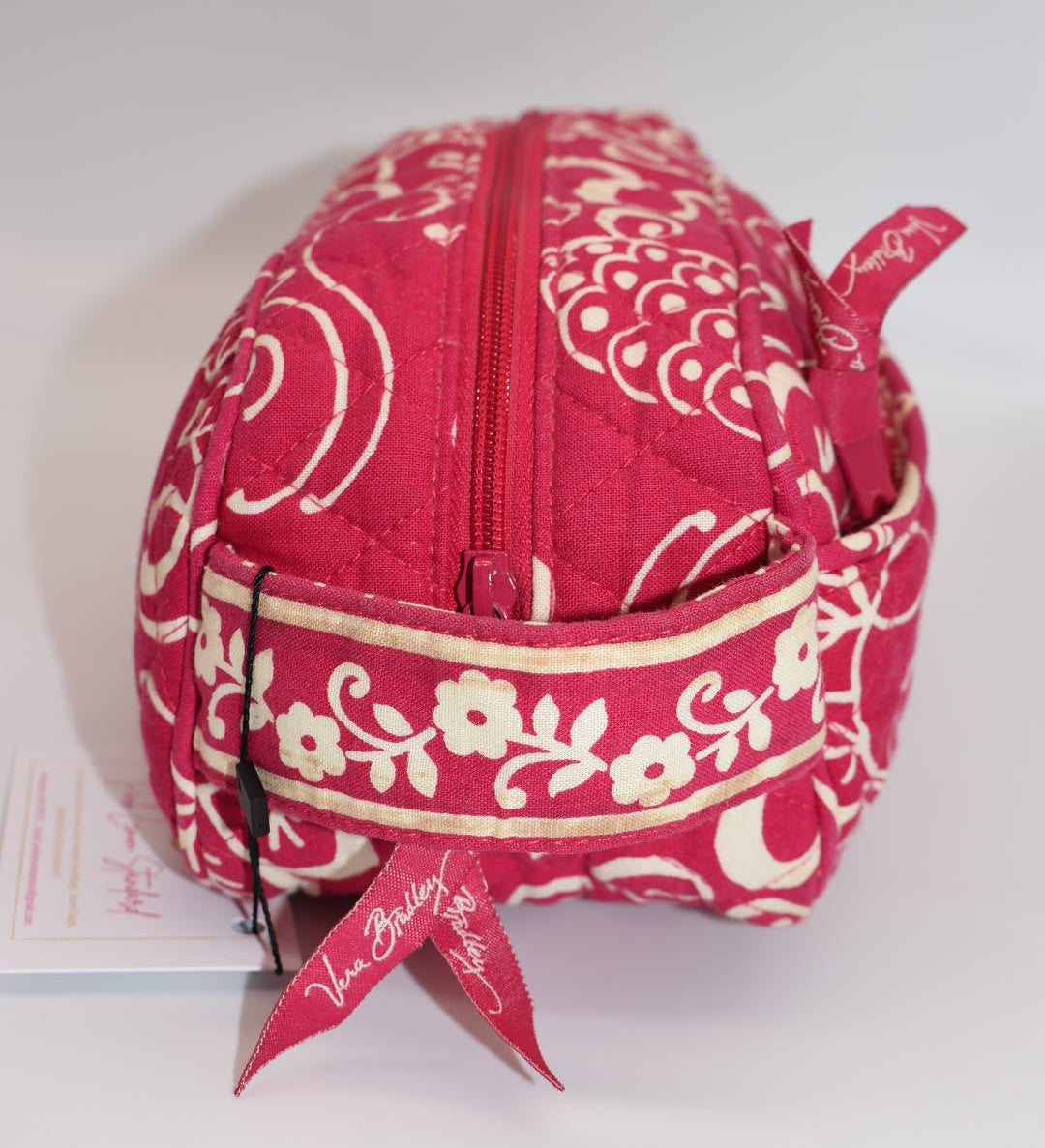 Vera Bradley Cosmetic Travel Zip Bag in "Twirly Bird Pink" Pattern