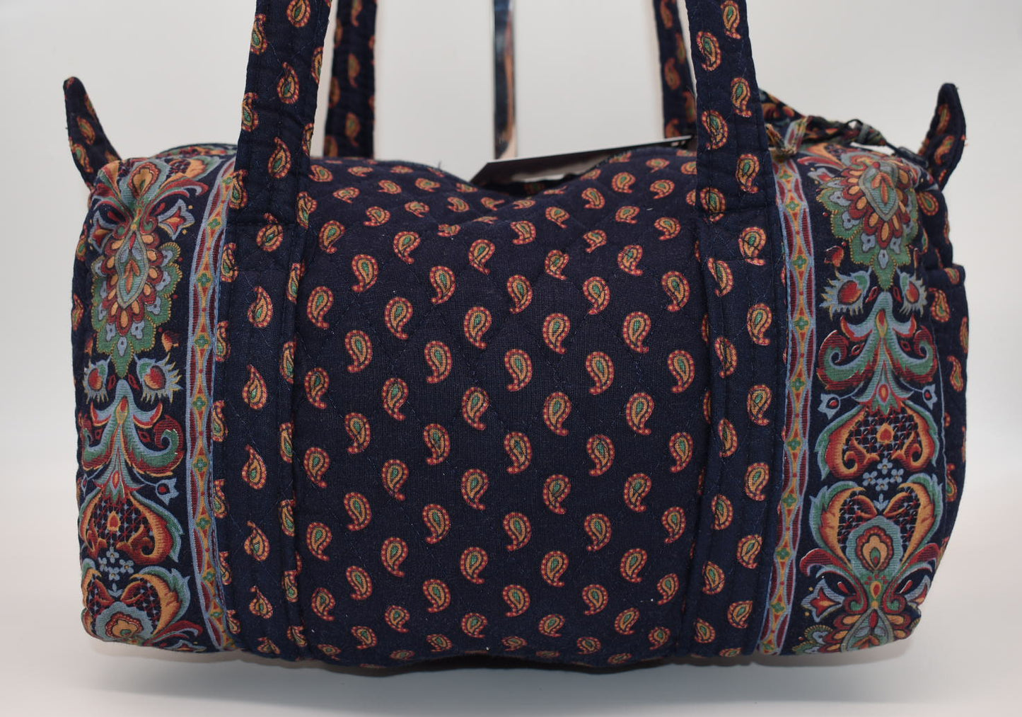 Vintage Vera Bradley Barrel Shoulder Bag in "Regency Blue 1987" Pattern