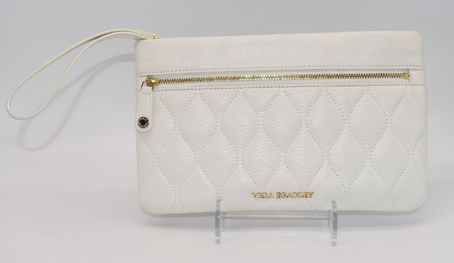 Vera Bradley Quilted Mia Leather Wristlet in White