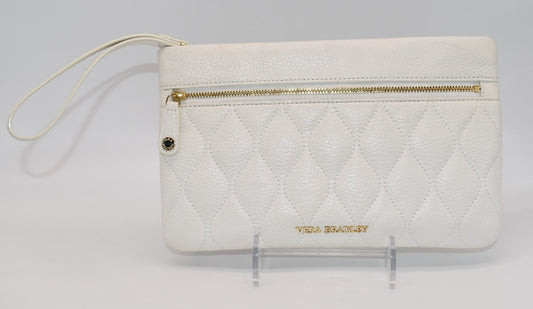 Vera Bradley Quilted Mia Leather Wristlet in White