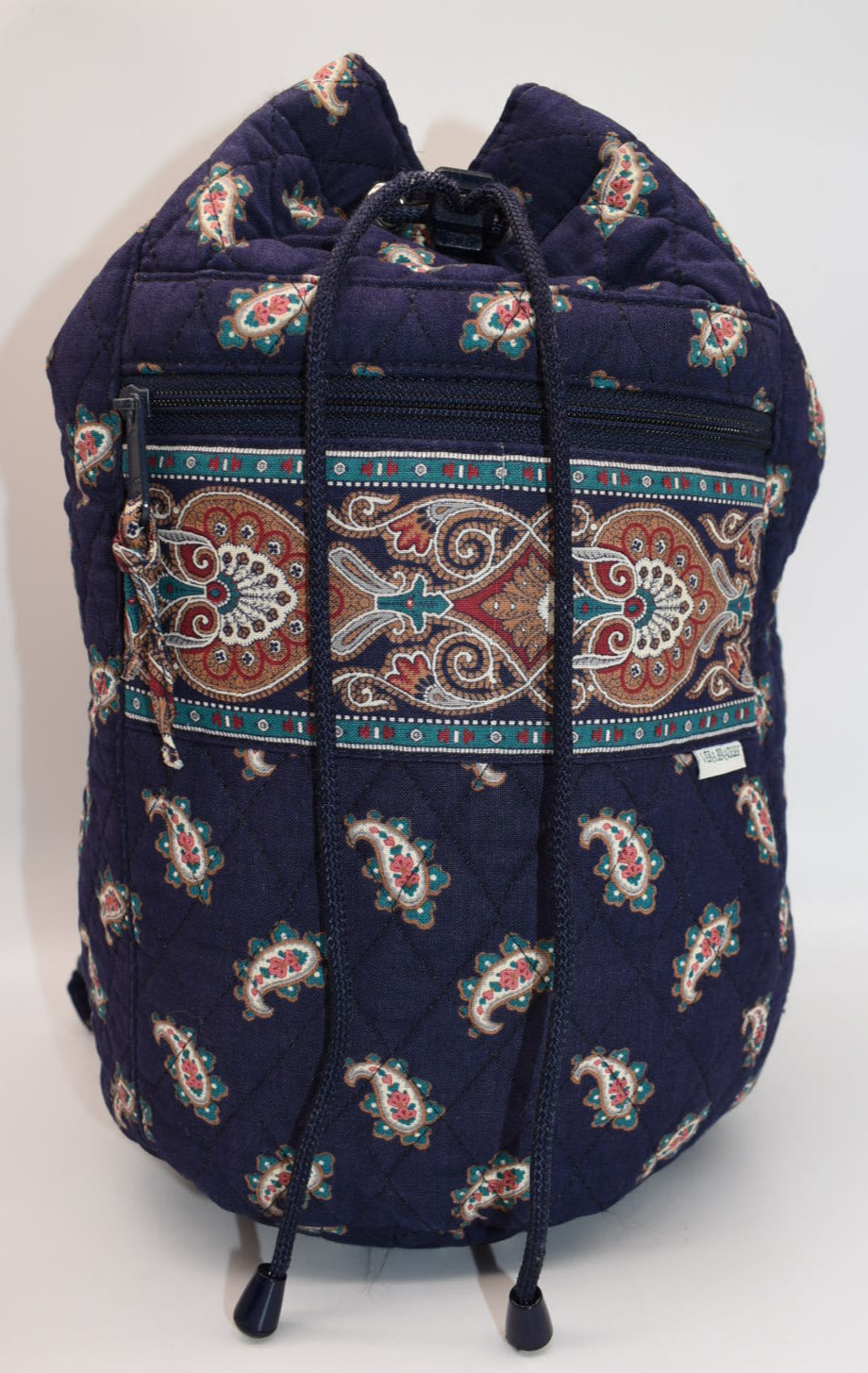 Vintage Vera Bradley Drawstring Sling Bag in "Navy -1991" Pattern