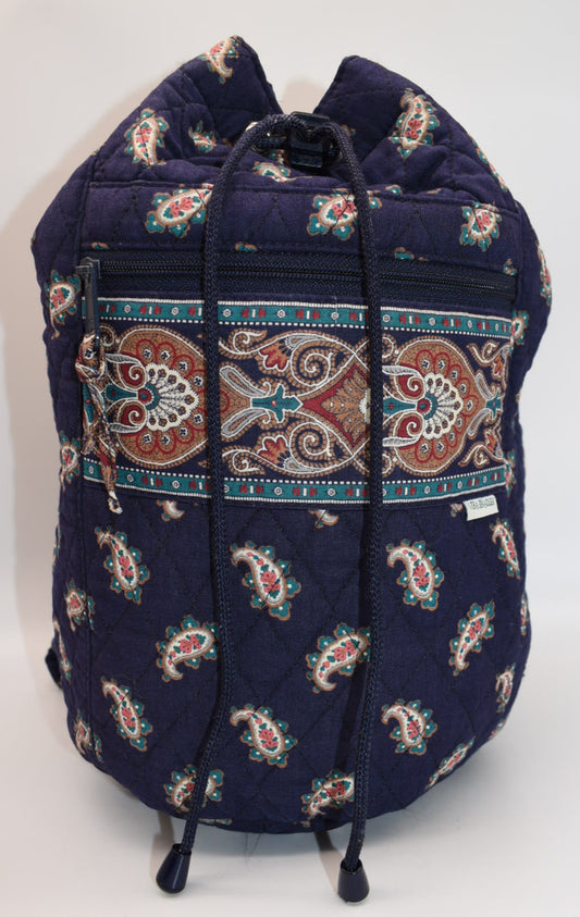 Vintage Vera Bradley Drawstring Sling Bag in "Navy -1991" Pattern