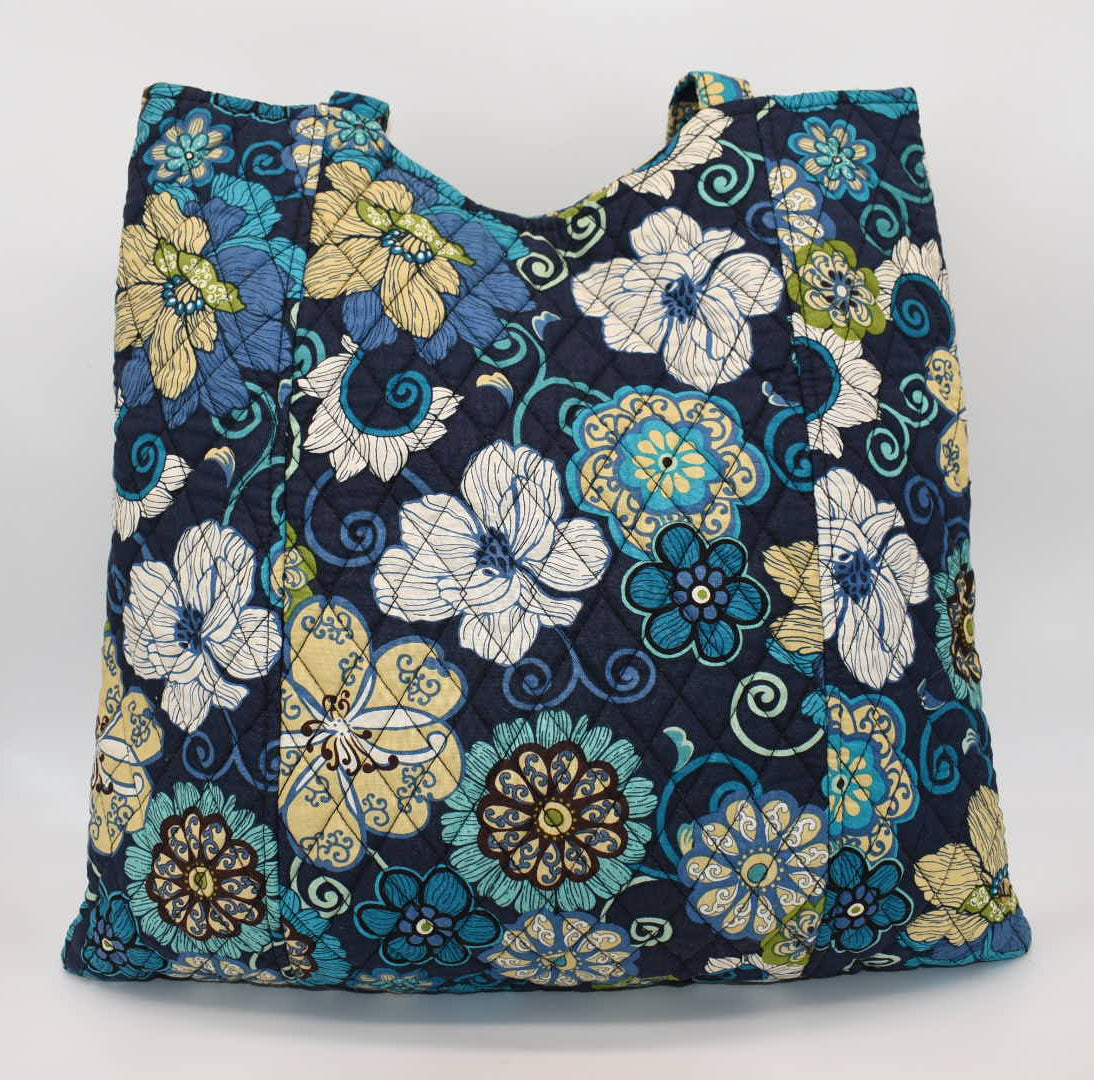 Vera Bradley Large Curvy Tote Bag in "Mod Floral Blue" Pattern