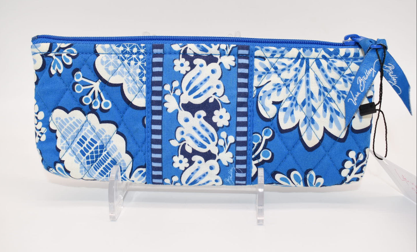 Vera Bradley Brush & Pencil Cosmetic Zip Pouch in "Blue Bayou" Pattern