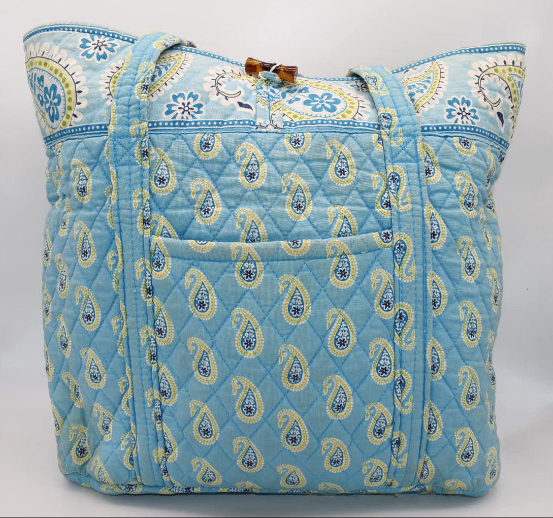 Vera Bradley Large Vera Tote Bag in "Bermuda Blue" Pattern